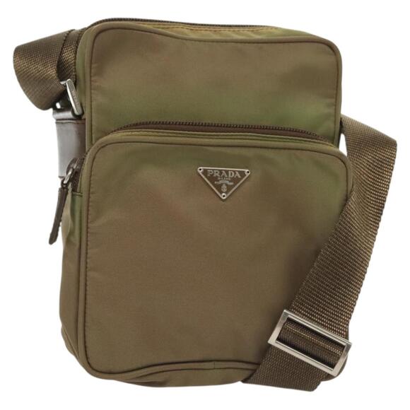 PRADA Shoulder Bag Nylon Khaki Silver - Picture 1 of 13